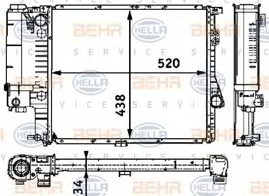 BEHR HELLA SERVICE 8MK376711241 Радіатор, охолодження двигуна