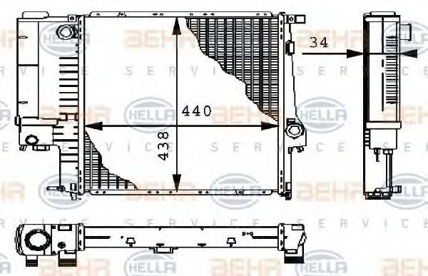 BEHR HELLA SERVICE 8MK376711571 Радіатор, охолодження двигуна