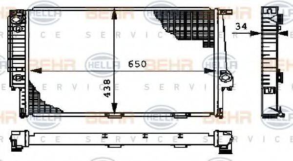 BEHR HELLA SERVICE 8MK376712381 Радіатор, охолодження двигуна