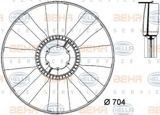 BEHR HELLA SERVICE 8MV376733181 Крильчатка вентилятора, охолодження двигуна