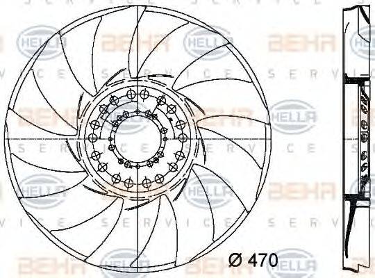 BEHR HELLA SERVICE 8MV376733241 Крильчатка вентилятора, охолодження двигуна