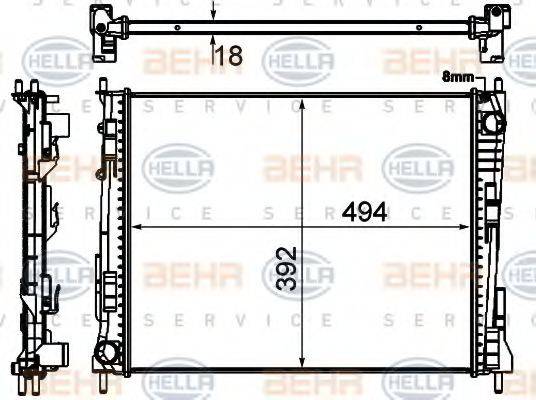 BEHR HELLA SERVICE 8MK376746751 Радіатор, охолодження двигуна