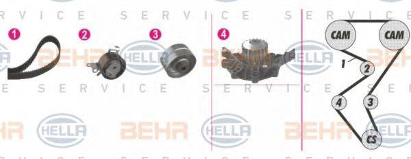 BEHR HELLA SERVICE 8MP376804871 Водяний насос + комплект зубчастого ременя