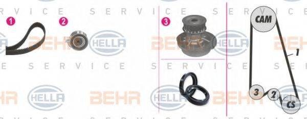 BEHR HELLA SERVICE 8MP376807871 Водяний насос + комплект зубчастого ременя