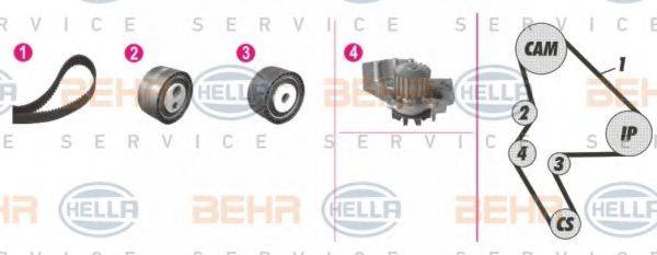 BEHR HELLA SERVICE 8MP376809891 Водяний насос + комплект зубчастого ременя