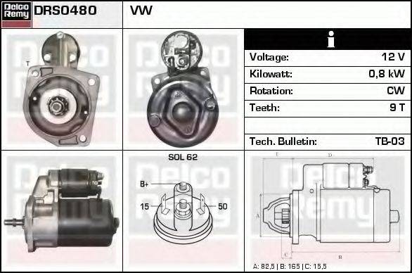 DELCO REMY DRS0480 Стартер