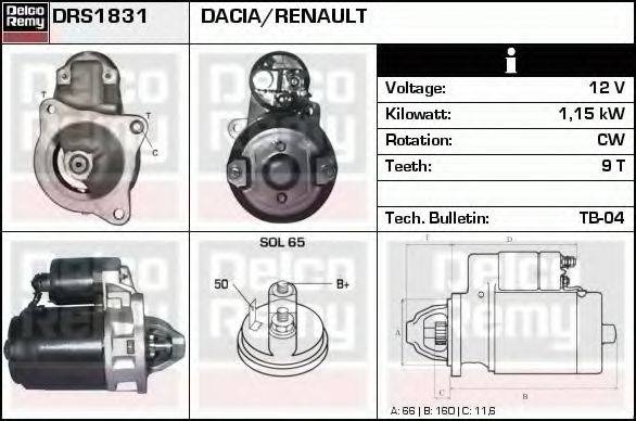 DELCO REMY DRS1831 Стартер