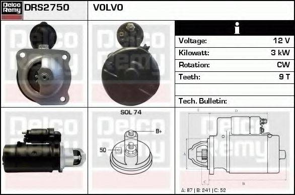 DELCO REMY DRS2750 Стартер