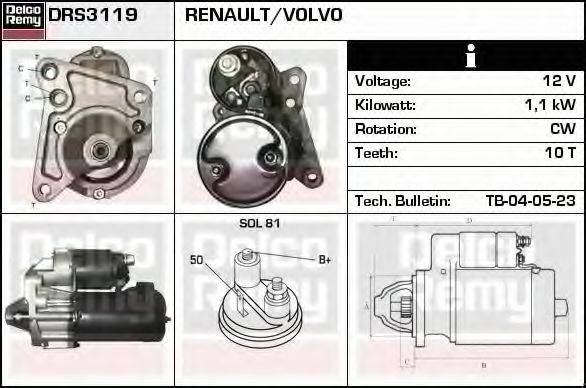 DELCO REMY DRS3119 Стартер