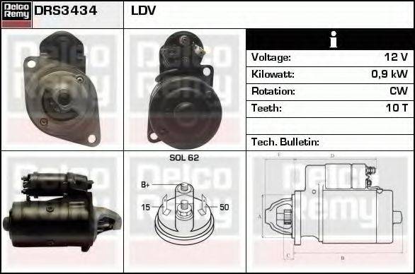 DELCO REMY DRS3434 Стартер