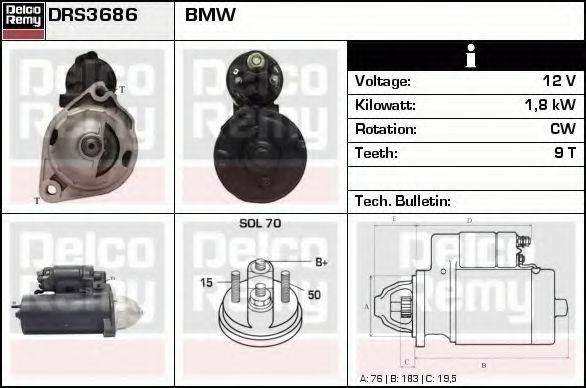 DELCO REMY DRS3686 Стартер