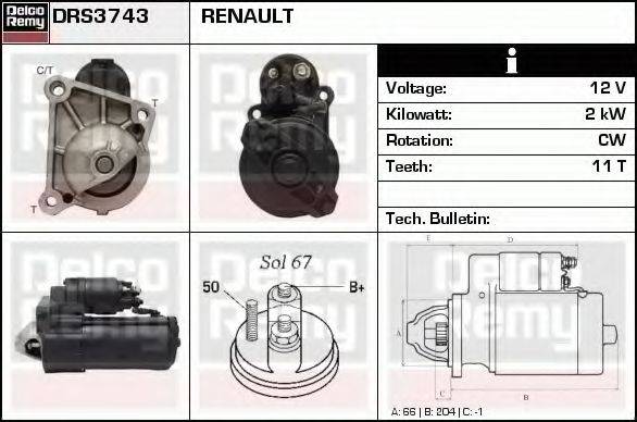 DELCO REMY DRS3743 Стартер