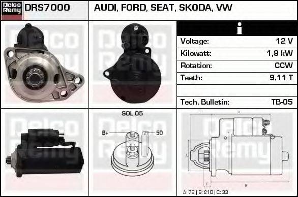 DELCO REMY DRS7000 Стартер
