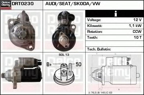 DELCO REMY DRT0230 Стартер