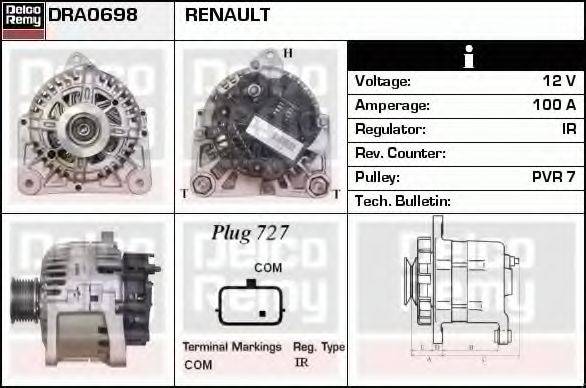 DELCO REMY DRA0698 Генератор