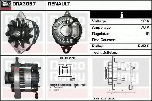 DELCO REMY DRA3087 Генератор