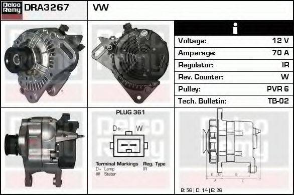 DELCO REMY DRA3267 Генератор