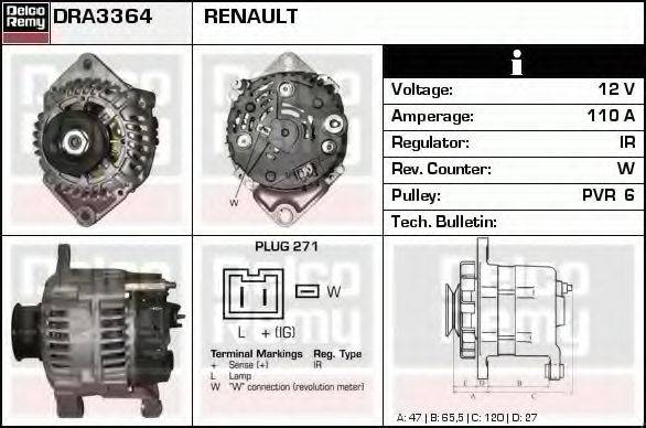 DELCO REMY DRA3364 Генератор