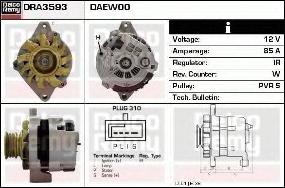 DELCO REMY DRA3593 Генератор