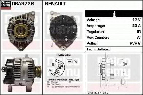 DELCO REMY DRA3726 Генератор