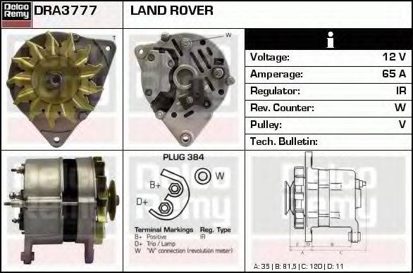 DELCO REMY DRA3777 Генератор