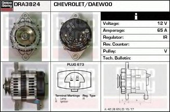 DELCO REMY DRA3824 Генератор