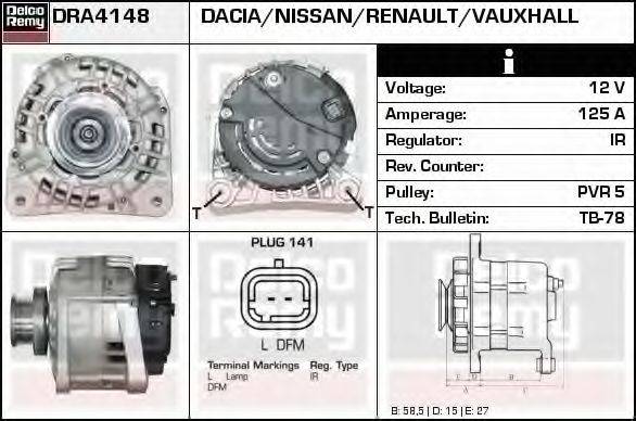 DELCO REMY DRA4148 Генератор