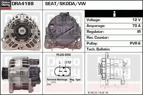 DELCO REMY DRA4188 Генератор