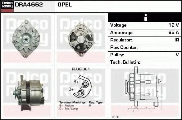 DELCO REMY DRA4662 Генератор