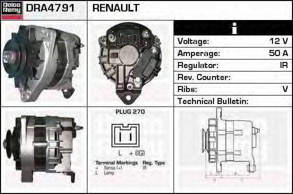 DELCO REMY DRA4791 Генератор