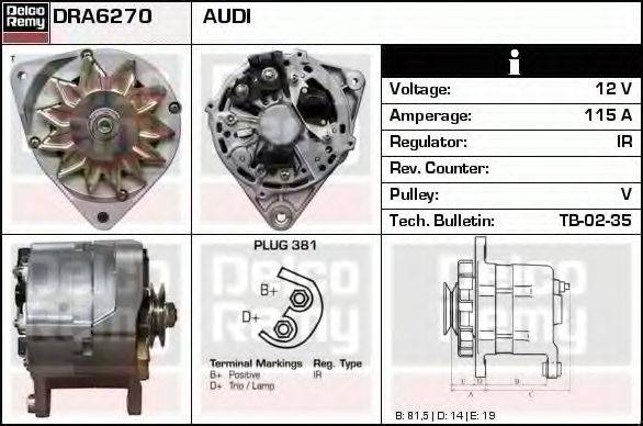 DELCO REMY DRA6270 Генератор