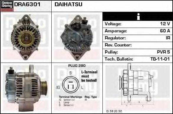 DELCO REMY DRA6301 Генератор