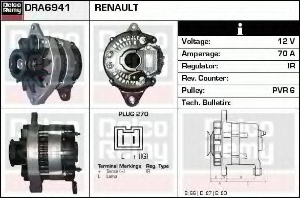 DELCO REMY DRA6941 Генератор