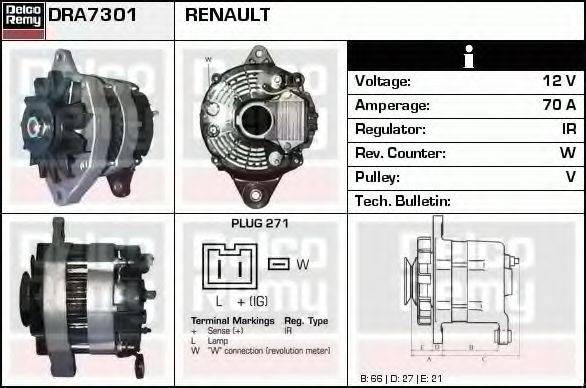 DELCO REMY DRA7301 Генератор