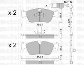 METELLI 2202600K Комплект гальмівних колодок, дискове гальмо