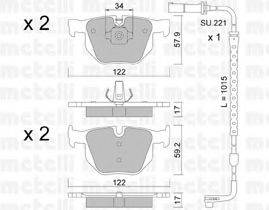 METELLI 2206444K Комплект гальмівних колодок, дискове гальмо