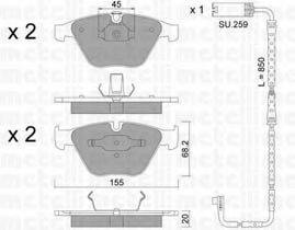 METELLI 2205585K Комплект гальмівних колодок, дискове гальмо