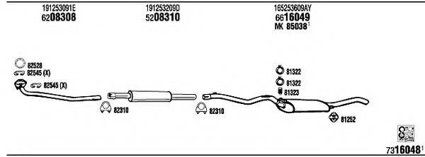 WALKER VW40178 Система випуску ОГ