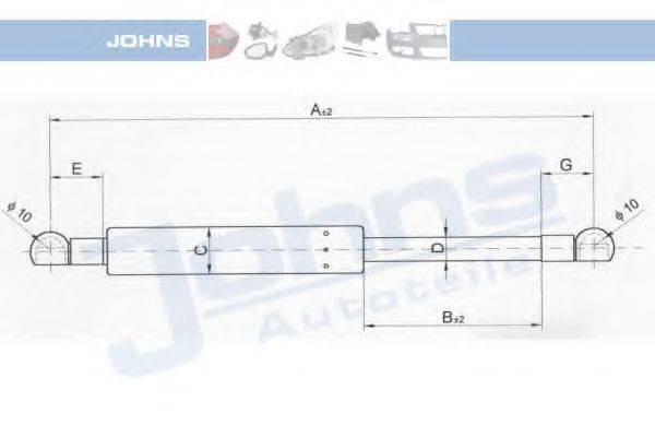 JOHNS 38069591 Газова пружина, кришка багажника