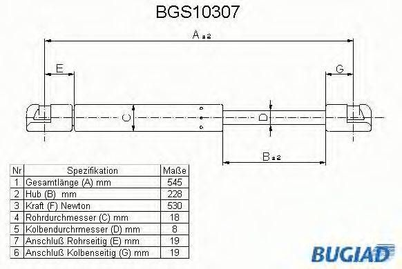 BUGIAD BGS10307 Газова пружина, кришка багажника