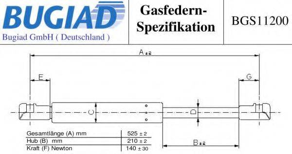 BUGIAD BGS11200 Газова пружина, заднє скло