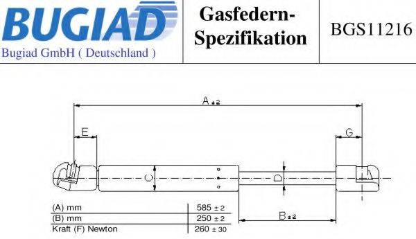 BUGIAD BGS11216 Газова пружина, капот