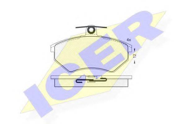 ICER 181012 Комплект гальмівних колодок, дискове гальмо