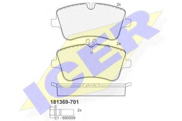 ICER 181369701 Комплект гальмівних колодок, дискове гальмо