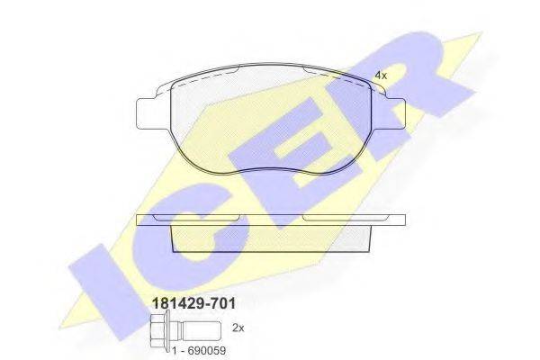 ICER 181429701 Комплект гальмівних колодок, дискове гальмо