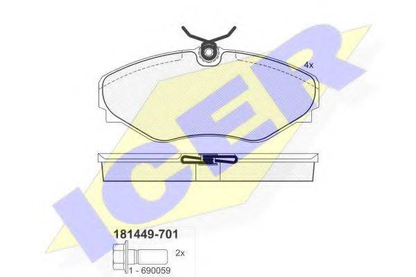 ICER 181449701 Комплект гальмівних колодок, дискове гальмо