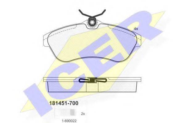 ICER 181451700 Комплект гальмівних колодок, дискове гальмо