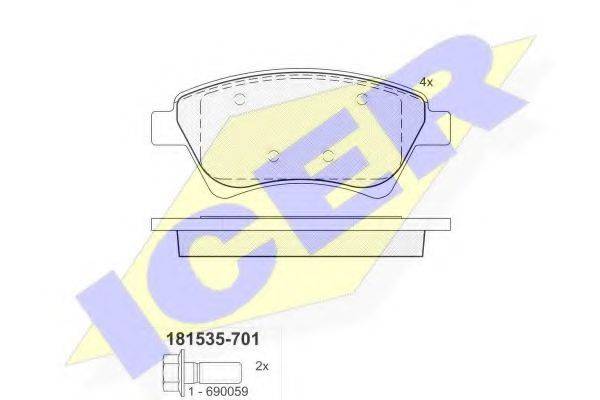 ICER 181535701 Комплект гальмівних колодок, дискове гальмо