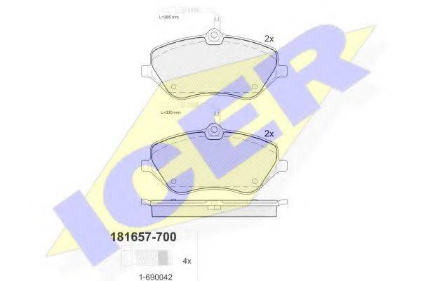 ICER 181657700 Комплект гальмівних колодок, дискове гальмо