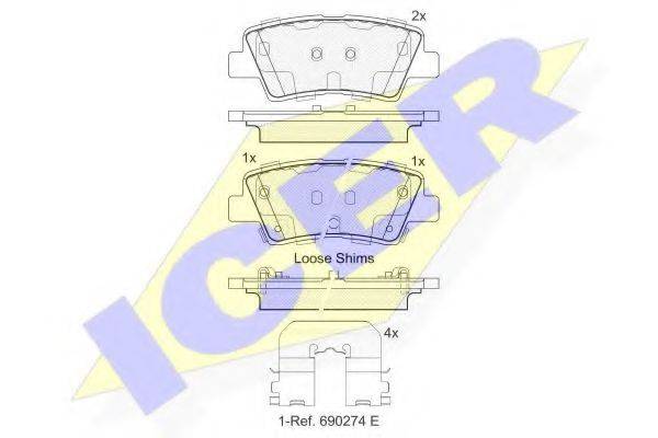 ICER 182036 Комплект гальмівних колодок, дискове гальмо